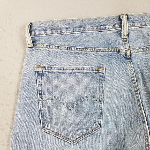 Levis 501 Jeans Mens 36x32 Blue Denim Straight Leg Button Fly Distressed 501 - Picture 8 of 16